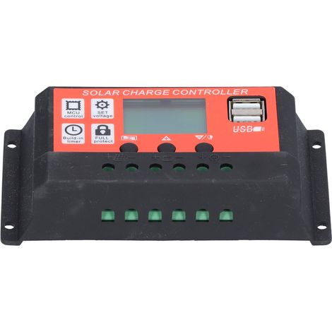 Régulateur de charge solaire PWM 40 A 12 V/24 V, régulateur de batterie à 6 étapes avec écran LCD, système de module photovoltaïque (1/5)