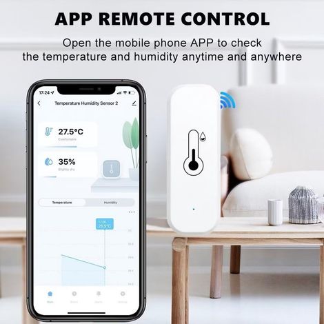 Set di 4 termometri e igrometri Wi-Fi - Misurazione di temperatura e umidità - Notifiche tramite app - Monitoraggio remoto (1/5)