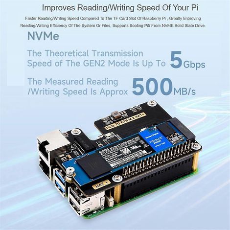 Carte de transfert Micro-Snow Berry Pi 5 PCIe vers Gigabit Ethernet / M.2 (1/5)