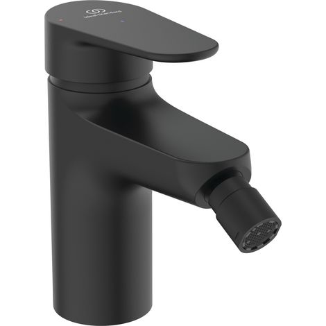 Ideal Standard Alu+ Mitigeur de bidet, 115 mm projection de jet, Redresseur de flux, économie d'eau, technologie Blue Start, système FirmaFlow, éléments de base en aluminium - Noir mat (1/5)