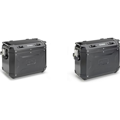 Valise latérale Kappa 2025/05 37L Monokey Cam KVG37B K'Voyager en aluminium droit/gauche, couleur noire anodisée, ligne noire