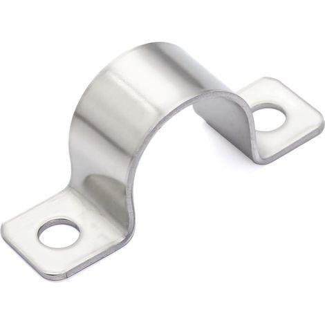 20 fascette stringitubo per carburante, a 2 fori, realizzate in acciaio inox 304, a forma di U, per il fissaggio di tubi flessibili di 20 mm di diametro. (1/5)