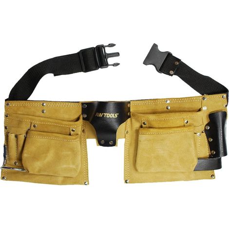 CINTUR脫N DE TEJADO DE CUERO AWTOOLS CON 11 BOLSILLOS Y TELA