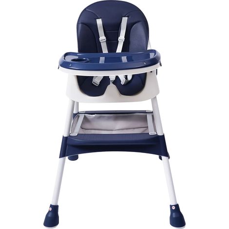 Chaise haute pour bébé, plateau réglable, design moderne, Bleu (1/2)