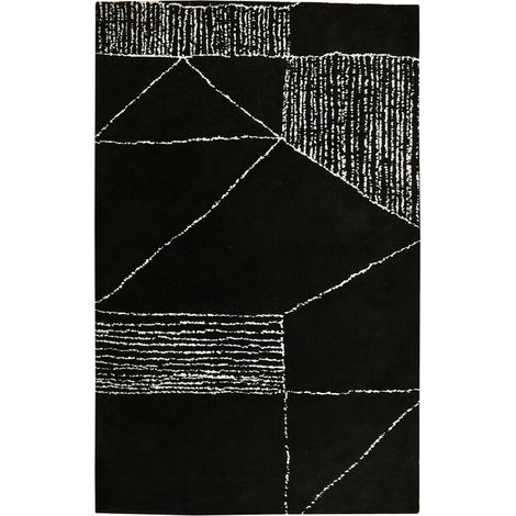 Tapis salon et chambre 160x230 noir et blanc rectangle fait à la main