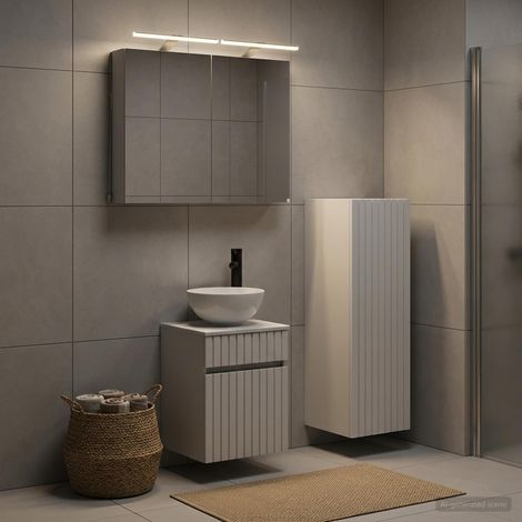 vidaXL Bathroom Furniture Set 4 pcs White Engineered Wood and Glass (1/5)