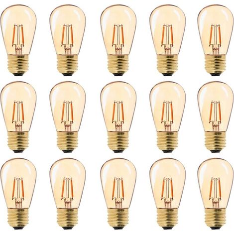 LED E27 Vintage Light Bulb, ST45 Easy to Use 1W=10W Incandescent Bulbs Super Warm White 2200K E27 Medium Base Bedside Lamp Bulb Gold Glass Non-Dimmable 15 Pack [Energy Class G]