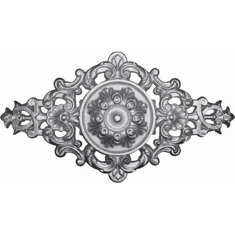 Deco Fer Forge – Palmette en aluminium avec détail floral – Hauteur 200mm – Longueur 400mm – Fixation taraudage M6 pour portails et portillons