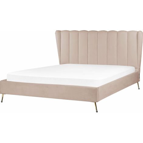 Bed Velvet MIRIBEL 160 x 200 cm (EU King Size) Taupe (1/5)