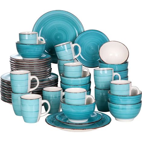 Service de vaisselle, porcelaine de haute qualité, compatible avec le micro-ondes, 48pcs (1/2)