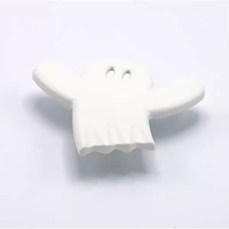 Pomolo bianco a forma di fantasmino in goffrato fine 100x92x22mm - 427 Fanta (1/2)