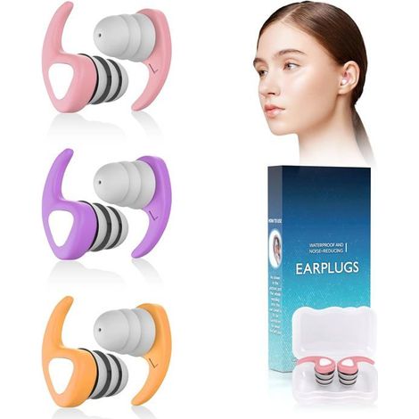 Bouchons d'Oreille de Natation Adultes, 3 Paires Bouchons d'Oreilles Silicone Réutilisables et Imperméables Protection des (1/4)
