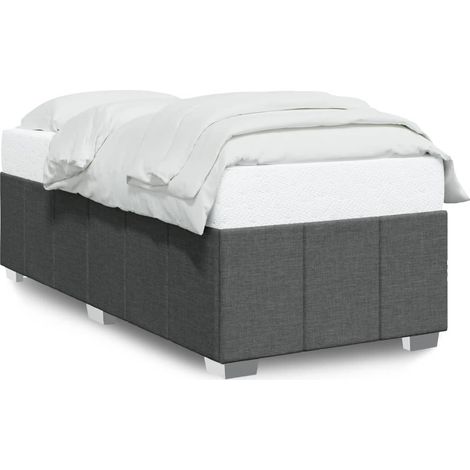 Lit simple Lit adulte Cadre de lit sans matelas gris foncé 90x190 cm tissu (1/5)