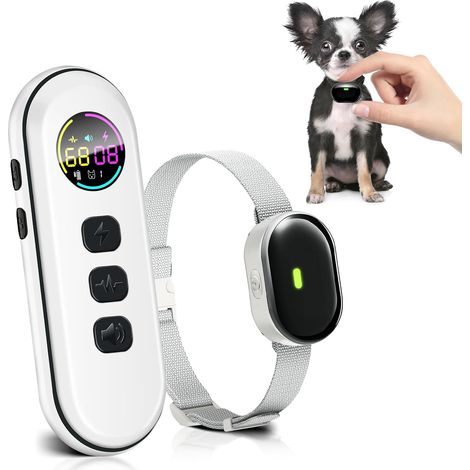 Collier d'entraînement Ultra-léger et Fin avec télécommande de 400 mètres, adapté aux Petits Chiens de 2,3 à 6,8 kg et aux Chiens de Taille Moyenne, (Blanc) (1/5)