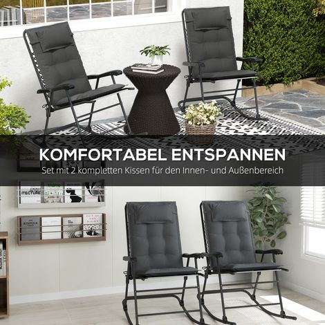 Lot de 2 coussins pour fauteuils de relaxation, imperméables, pour chaises longues de jardin, 50 x 116 x 5 cm, gris anthracite (1/4)