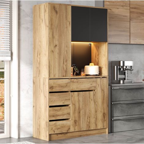 Colonna cucina con portaspezie estraibile LED e prese 185x105x40 cm (1/5)