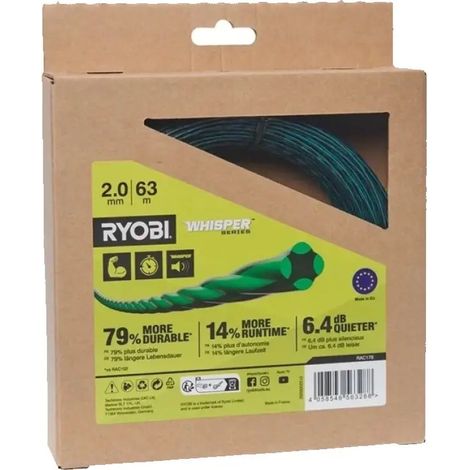 Ryobi RAC178 Filo Tondo Decespugliatore Tagliabordi 2.0 mm x 63m (1/3)