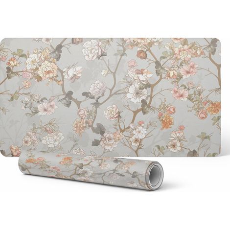 Alfombrilla de escritorio para dise帽adores gr谩ficos y dise帽adores con adorno floral, 90x45 cm.