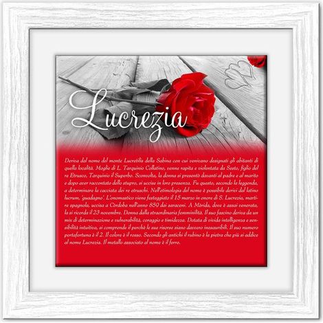 Lupia - Quadro mattonella Ceramica Modern White 29x29 cm con significato del nome Lucrezia (1/4)