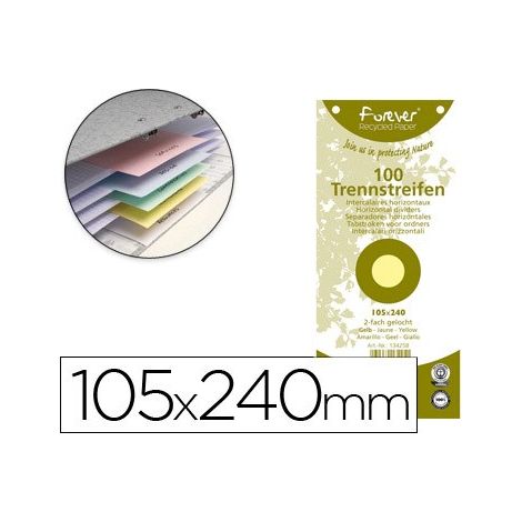 Separador exacompta cartulina de 180 gr juego de 100 separadores 105x240 mm con 2 taladros color amarillo