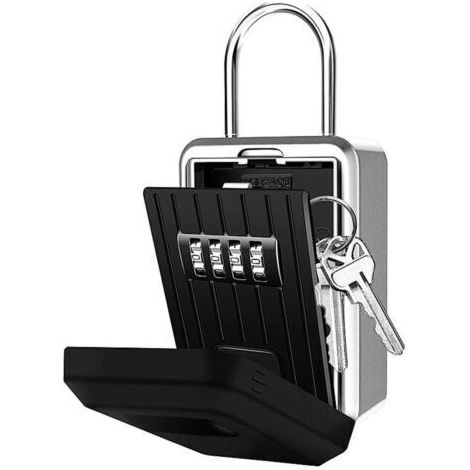 BUNTHAUS Boite à Clé Sécurisée Montage Mural Boite a Clef avec Code Numérique à 4 Chiffres, Extra Grande Lock Box Coffre a Clefs Exterieur avec Anse, Format XL Boîte à Clés à Code Noir （Avec housse ét