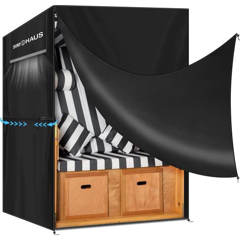 Schutzhülle für Strandkorb 2-Sitzer, winterfest, 420D Oxford, 120x90x155/140cm (1/5)