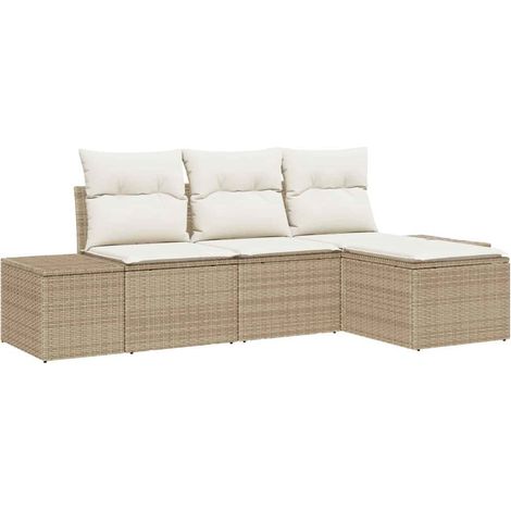 Maison Exclusive - Garten-Sofa-Set mit Kissen 4 pcs Beige und Cre