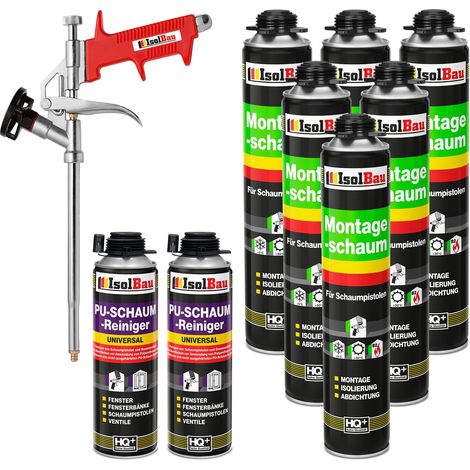 Pistolenschaum Bauschaum Montageschaum 6x 750ml + 2x PU-Reiniger + Schaumpistole (1/5)