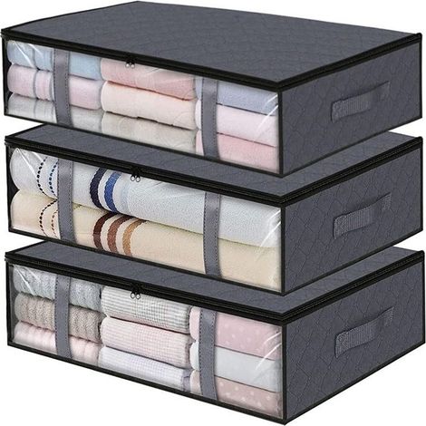 Boîte de rangement sous le lit - BEIJIYI - 60x45x15 cm - Pliable - Avec fenêtre - Poignées renforcées (1/5)