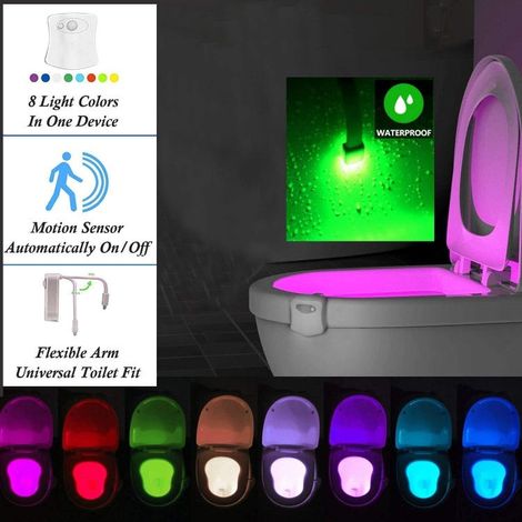 pezzi Luce per WC a LED Luce notturna con sensore di movimento Illuminazione per WC a LED, 8 colori che cambiano (1/3)
