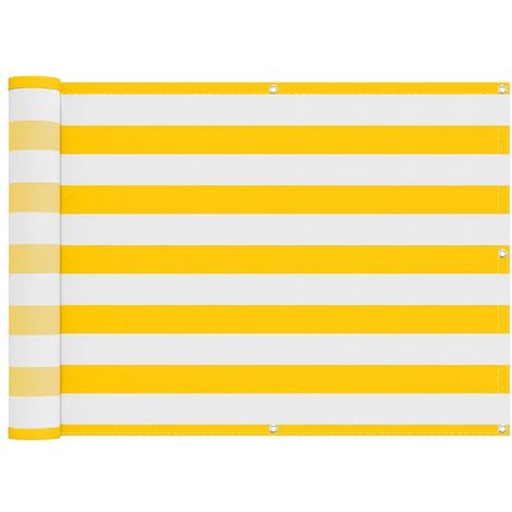 Paravent de balcon jaune et blanc, 75 x 200 cm (1/5)