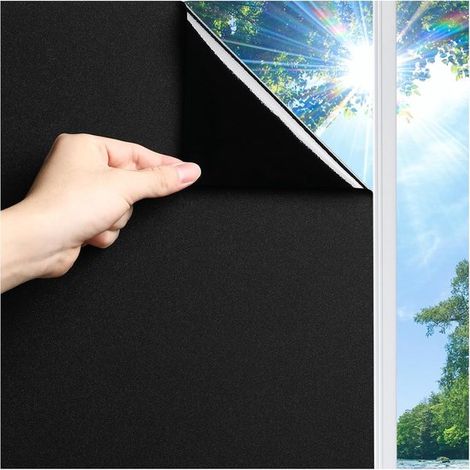 Film occultant électrostatique – 0,45x2 m – Noir – Anti lumière – Confidentialité – Chambre et bureau (1/5)