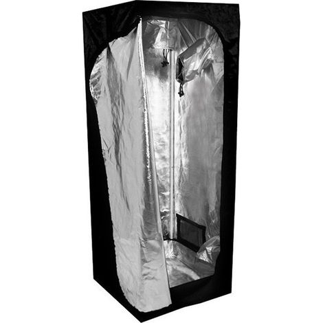 Chambre de culture indoor 40x40x140cm – Toile mylar 210D réfléchissante – 2 grilles d'aération passives – Capacité 50kg – Black Silver (1/5)