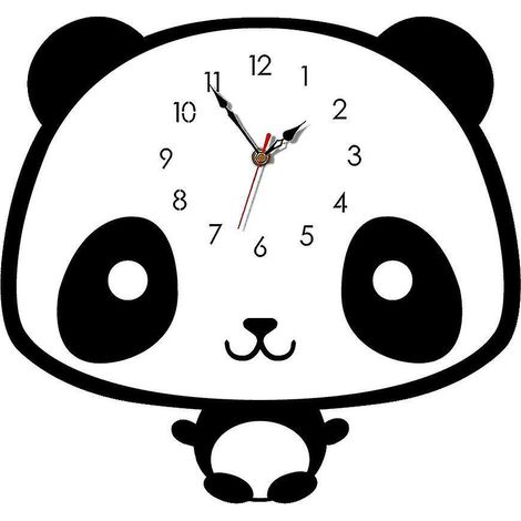 Horloge murale panda style nordique, silencieuse, en bois, pour salon (1/5)
