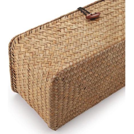 Panier Rangement Jonc de Mer avec Couvercle Rectanguires Malle en Osier avec Compartiment pour Naturel 3 Sections avec Couvercle (1/5)