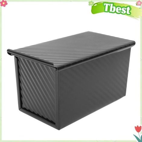 Tbest boîte à pain rectangulaire Moule à pain antiadhésif, ustensiles de cuisson pour la cuisson table moule Noir avec couvercle (1/5)