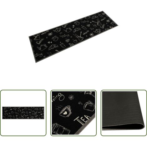 vidaXL Samt Küchenläufer - Küchenteppich Waschbar Morning Schwarz 45x150 cm Samt (1/5)