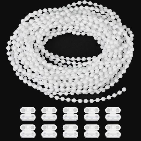 Corda per tenda a rullo da 6 m con 10 connettori per catenella，clip di collegamento per corda da 4,5 mm per tende，tende romane e veneziane (1/5)