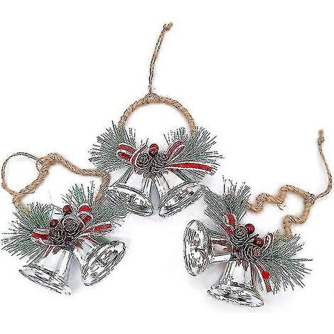 Weihnachtsglocken-Türkranz mit Beeren für Weihnachtsbaumdekoration (silberfarben) (3 Stück) (1/5)