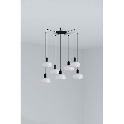 Faro Tatawin Kleine Cluster-Pendelleuchte, Schwarz, Weiß glänzend, 7 x E27