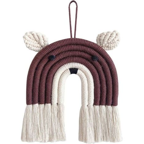 Macramé - Tapisserie murale en macramé - Fait main - Animaux mignons - Décoration murale pour anniversaire d\'enfant (1/5)