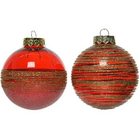 Sfera Rossa con fili oro diametro 8cm (1/2)