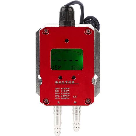 Digitaler Luftdrucktransmitter mit LCD-Anzeige (24 V DC), 4–20 mA Sensor, 0–5 kPa, für Reinraumlüftung (1/4)