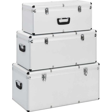 vidaXL Cajas de almacenamiento 3 unidades aluminio plateado (1/5)