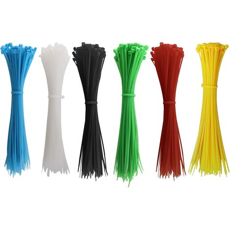 (6 Couleurs)600 Pièces Serre Cable Coloré 200mm x 3mm, Autobloquant Collier Serrage Plastique, UV Serre Flex Pour la Gestion des Câbles