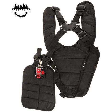 [NEVER USED] Double Shoulder Strap Harness Padded Safety Button Straps for Brush Cutter Lawn Mower and Trimmer Padded Shoulder Safety Button Black (1/4)