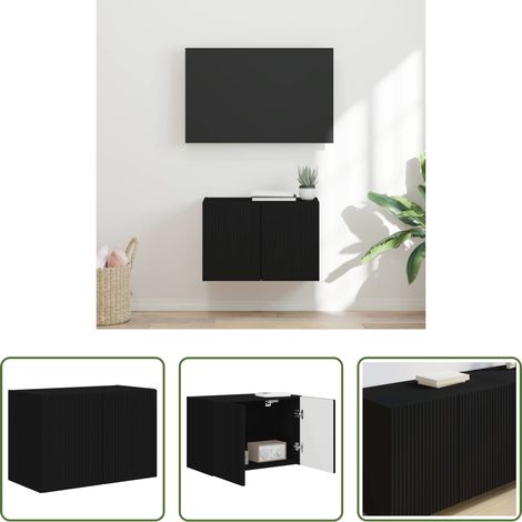 Rangement mural - Meuble TV mural Noir 59,5 x 31 x 40 cm Bois d'ingénierie (1/5)