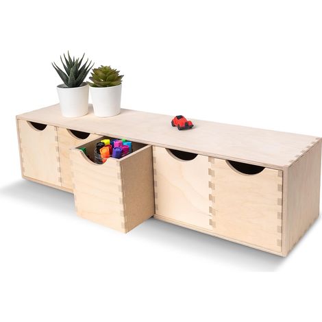 Petite Commode en Bois 5 Tiroirs - 57 x 13 x 13 cm