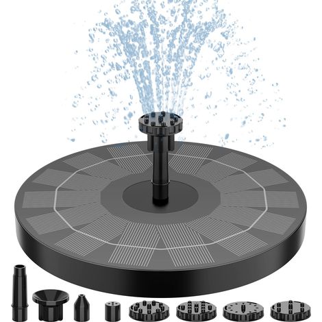 Bomba solar para fuente de baño de pájaros de 2,5 W con 8 boquillas y 17 cm para jardín, estanque, piscina, acuario, pecera y exterior. (1/5)
