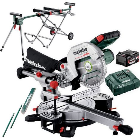 Metabo Akku Kappsäge Säge Ladegerät KGS 18LTX BL216 + Untergestell KSU251 mobile (1/5)
